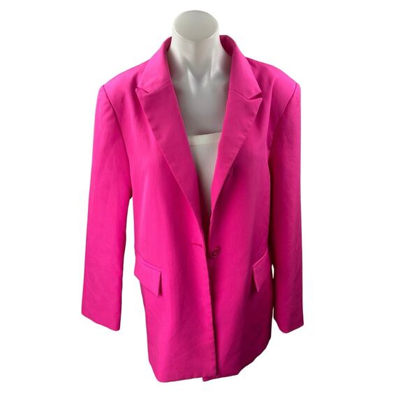 Missguided Women's Pink Notch Collar Button Long Sleeve Blazer Coat Jacket Sz 0 - Picture 1 of 4